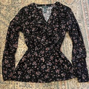 Ralph Lauren Black Floral Blouse